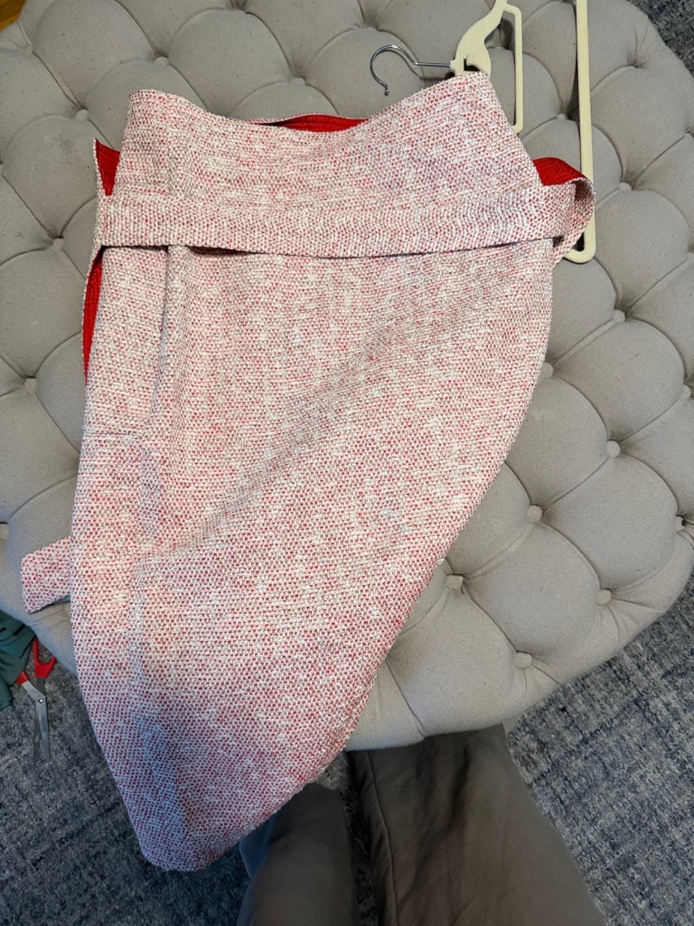 ANN MASHBURN Pink Tweed Pencil Skirt with Red Waist Tie - Picture 4 of 4